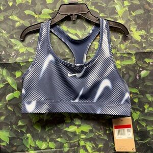 Nike pro dri fit Patterned Sports Bra in Blue and White